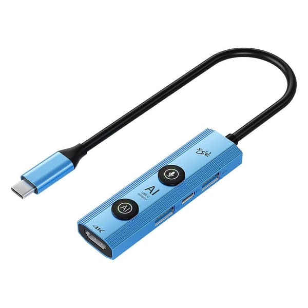YCE V297A 7-in-1 USB-C / Type-C HUB -sovitin AI-telakointiasema, tukee 8K-ulostuloa Blå