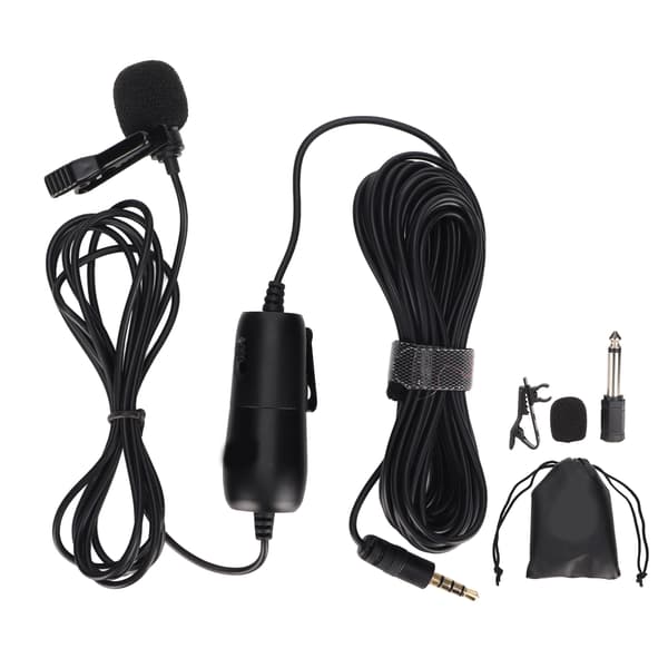 S2 Professionel Lavalier Reversmikrofon med 6,5 mm Adapter til Optagelse af Video Vlogs Podcasts Interviews