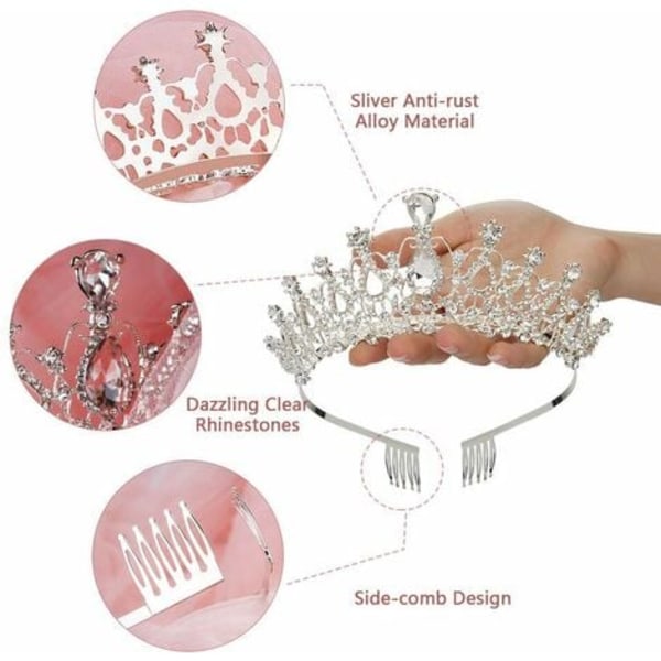 Kristall Tiara krona med strass kam för bröllop bröllop Princess Party Birthday Crown