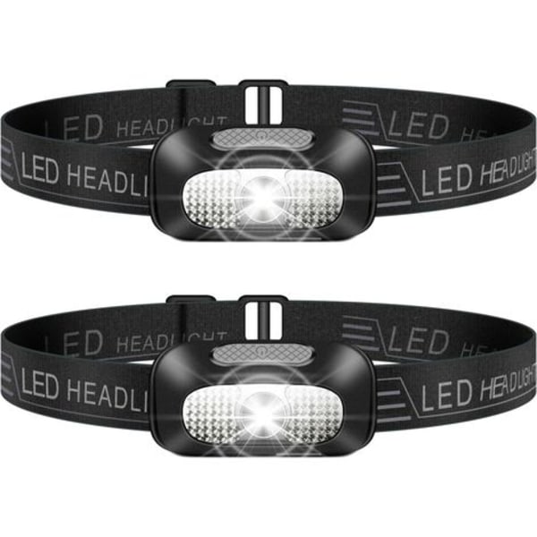 LED-forlygte, 2 stykker letvægts USB genopladelig hovedlygte