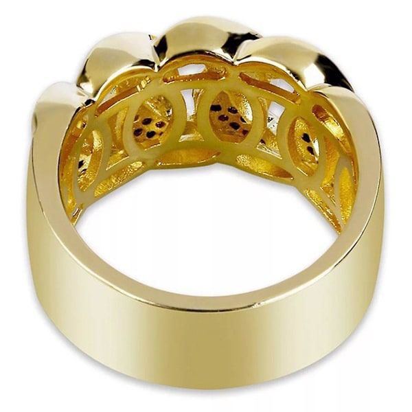 Lyx ihåligt spänne Strass bred ring män smycken fest bankett dekor US 10
