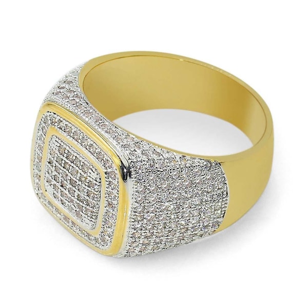 Glitter Menn Square Full Rhinestone Innlagt Finger Ring Bryllup Engasjement smykker US 8