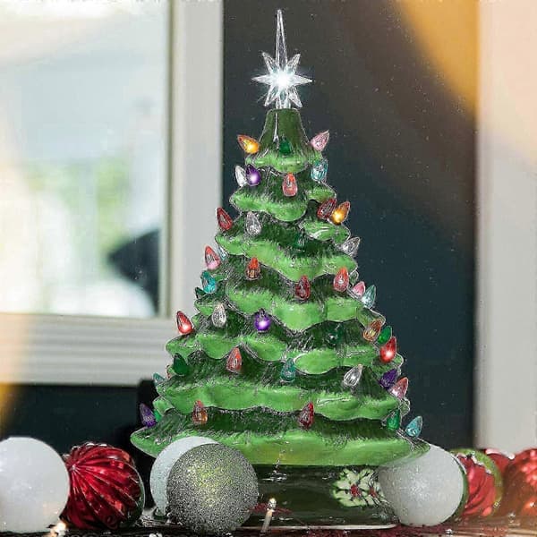 Keramisk juletre LED-dekorasjon Keramisk skrivebordsjuledekorasjon