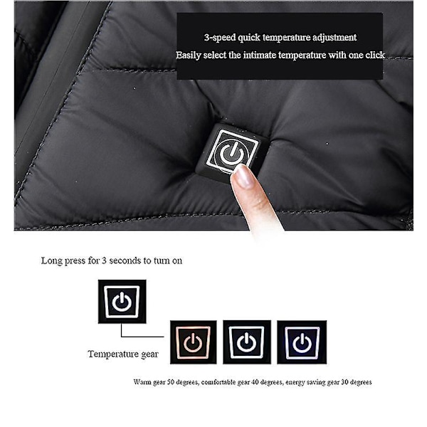 Uppvärmd väst, unisex uppvärmda kläder för barn 150cm Black