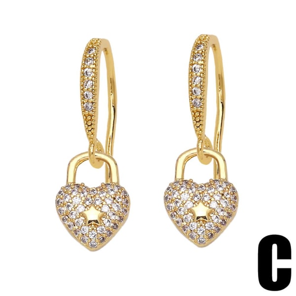 Øreringe Vintage Zircon Heart Stud Fashion smykker Ac10799 C