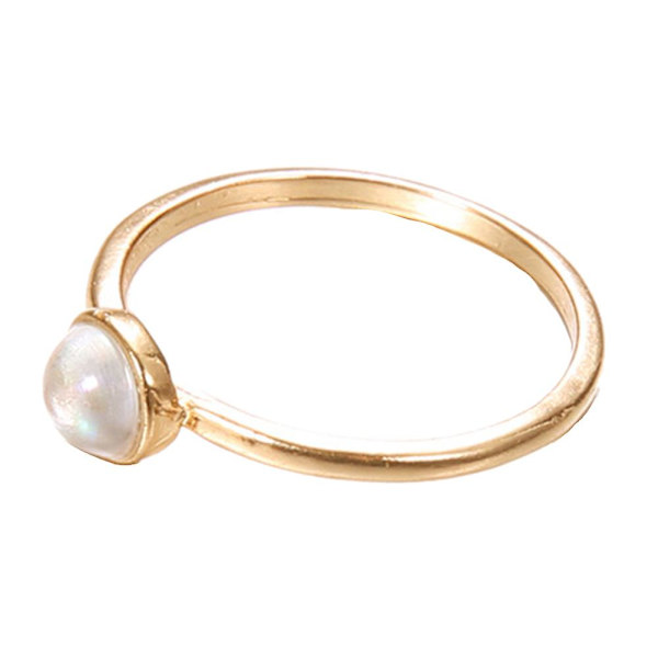 Elegant faux pärla inlagd tunn finger ring kvinnor part bankett charm smycken US 8