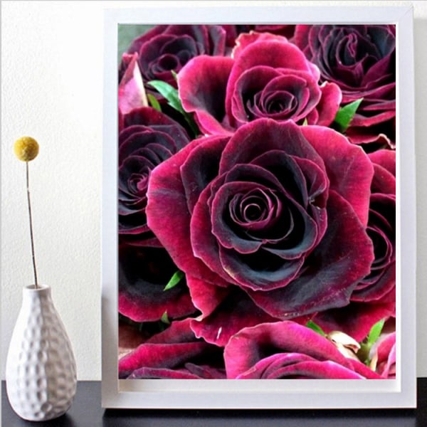 5D Diamond Painting Kit, DIY 5D Diamond Painting Rose, Full Drill Blooming Roses DIY Rhinestone Brodery Cross Stitch Arts Crafts for Home Wall Deco