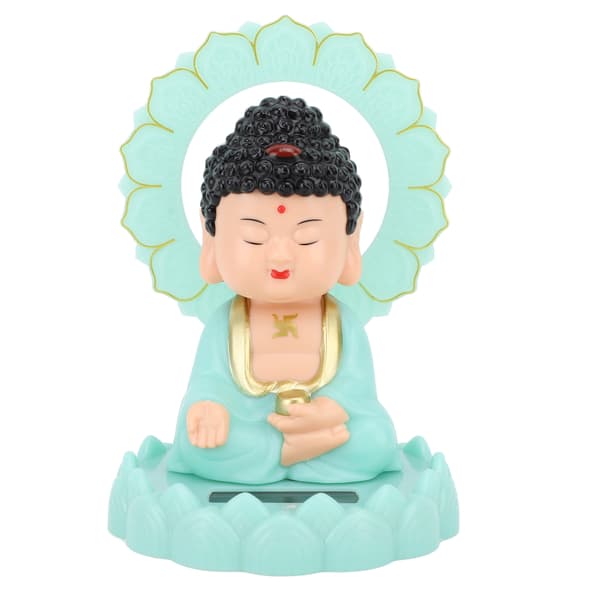 Soldriven Självlysande Nickande Buddha Aromastaty Dashboard Dekor