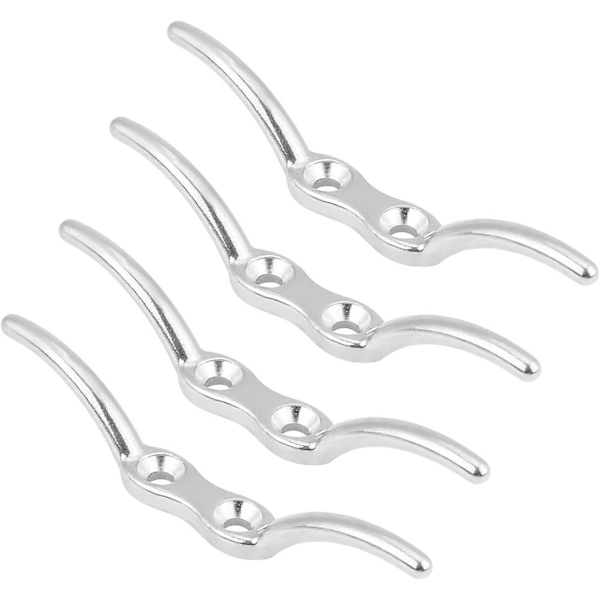 Cleat krog, 4 stk fortøjning klamper, mast reb krog, reb klampe krog, rustfrit stål, poleret havvand og anti-korrosion, marine Fastgørelsesbeslag til Doc