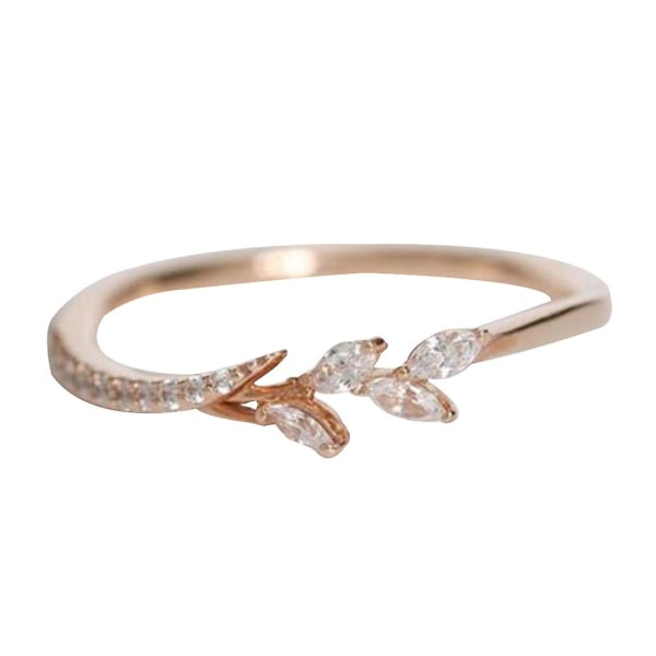 Dammode Bladform Marquise Cut Cubic Zircon Inlagd Finger Ring Smycken Rose Golden US8