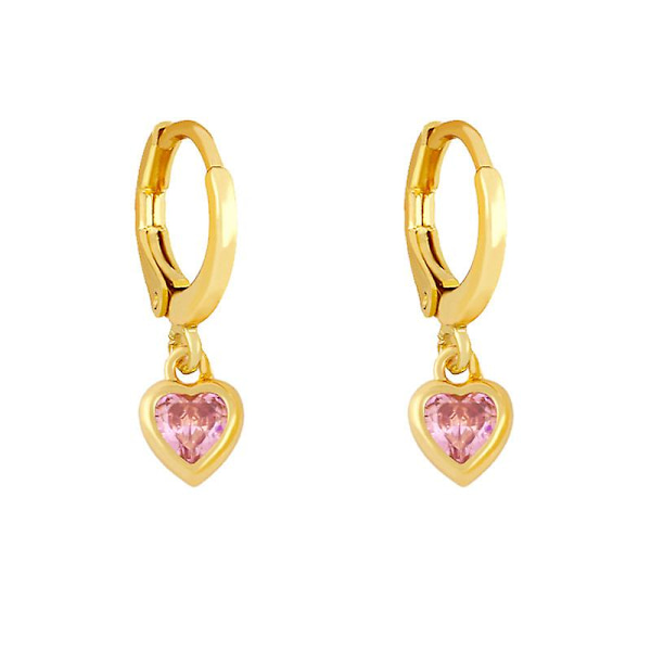 Örhängen Vintage Zircon Heart Stud Modesmycken Ac9819 Pink