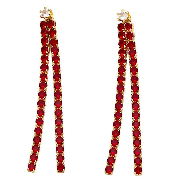 Øredobber Vintage Zircon Tassels Motesmykker Ac10667 Red