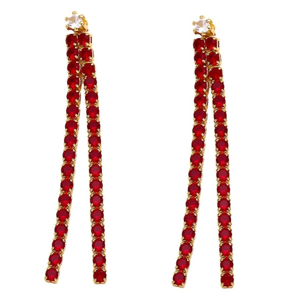 Örhängen Vintage Zircon Tofsar Modesmycken Ac10667 Red