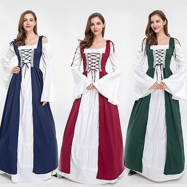 Kvinder Halloween gulvlængde kjole Cosplay kostumer XXL