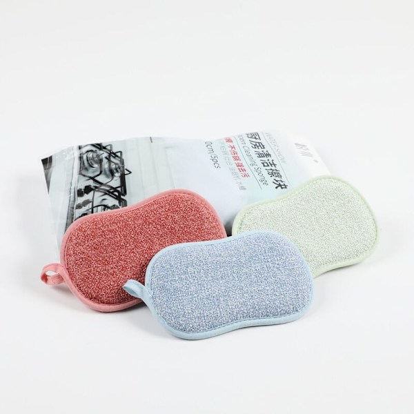 Sett med 8 vaskbar oppvasksvamp Kjøkken Antibakteriell Gjenbrukbar mikrofiber skuresvamp Svamp dobbel svamp