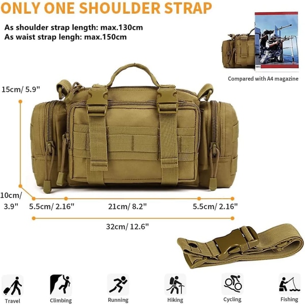 3p Magic Waist Pack Vedenpitävä Military Tactical Suuri Sling Bag Molle System Belt Bag Multifunction Fanny Pack Outdoor Nylon