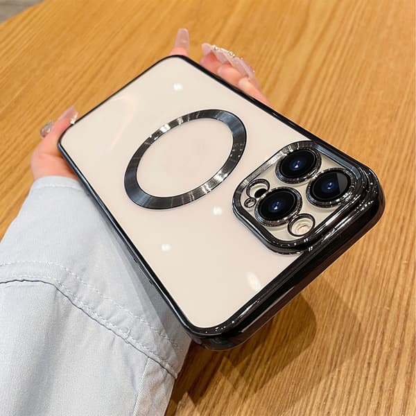 Elektropletteret Magnetisk Stødsikkert Telefoncover til iPhone 13 Pro Max Sort