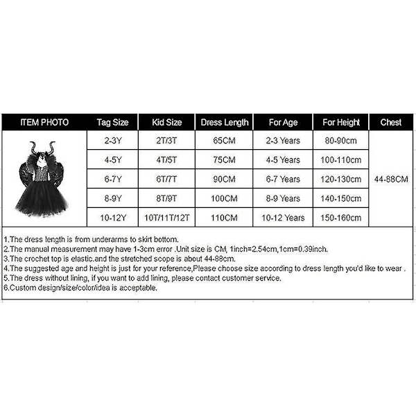 halloween lapsi tyttö musta mekko mekko devil cosplay Only dress 8-9 Years
