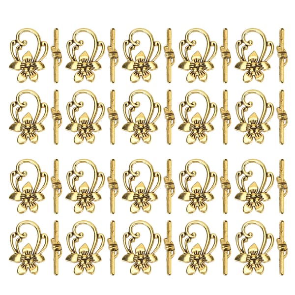 20 sett gull retro legering blomsterform OT spenne armbånd Toggle Clasp smykketilbehør