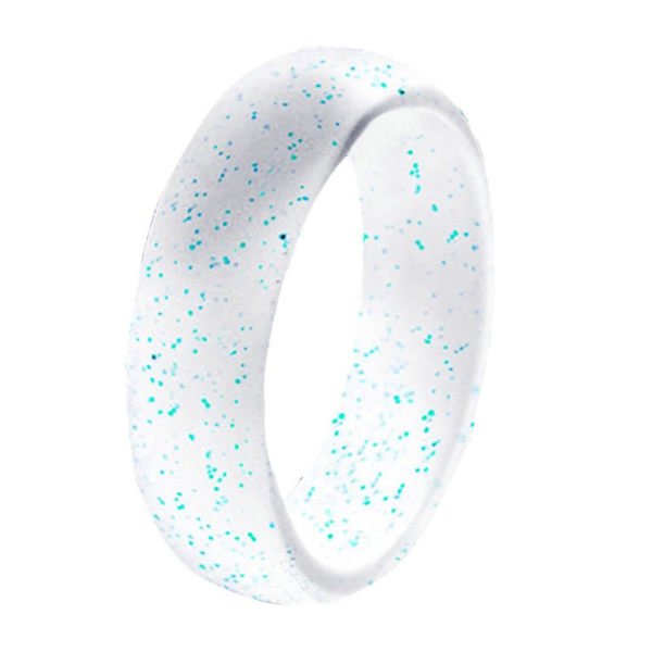 7 st Dammode Silikon Mjuk Glänsande Glitter Finger Ringar Party Smycken Present Clear Blue Glitter US 8