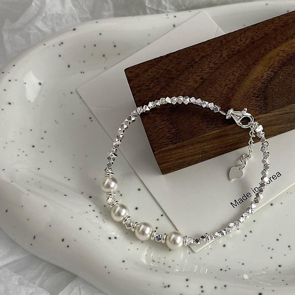 Sormus Pearl S925 hopea muotikorut Ac5469 Bracelet