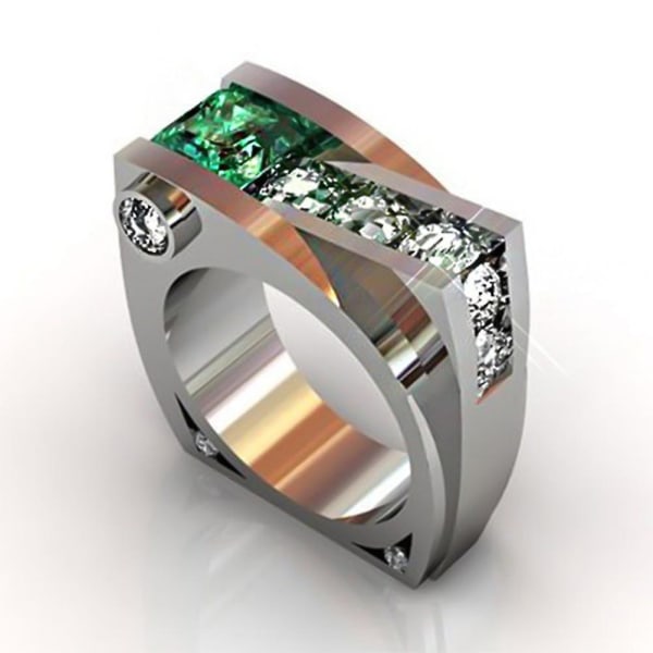 Kvinder Retro Rhinestone indlagt geometrisk form fingerring bryllup smykker gave US 7 2