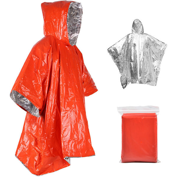 Emergency Blanket Poncho, lätt värmereflekterande vattentät Emergency Survival Rain Poncho för utomhusaktivitetskamera