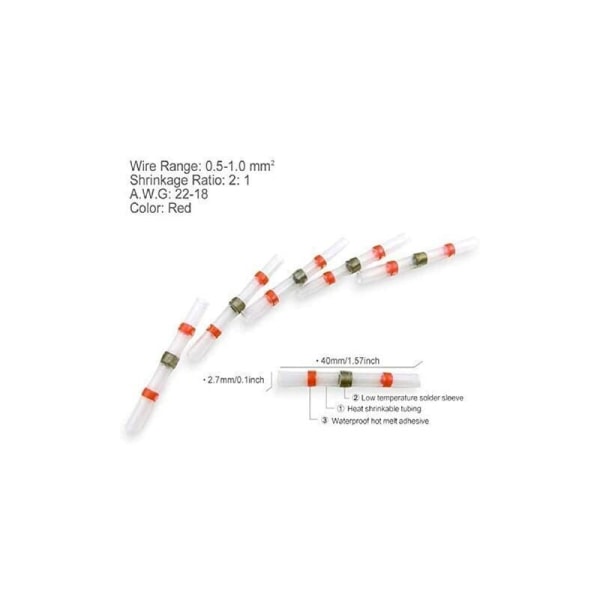 50 STK loddeforbindelsesledningskonnektor, Sopoby varmekrympende loddetætning isolerede elektriske konnektorer Vandtætte marine