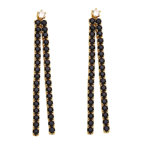 Örhängen Vintage Zircon Tofsar Modesmycken Ac10667 Black