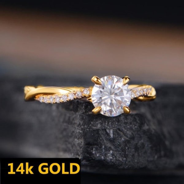 Elegant kvinner Full Rhinestone innlagt Cubic Zirconia Finger Ring Bryllupssmykker Golden US 10