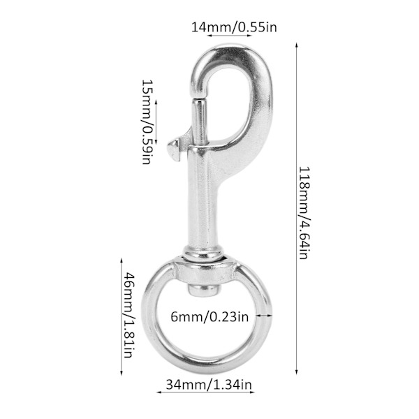 KEEP DIVING 316 Rustfrit Stål Hvirvel Øje Bolt Snap Krog - Rustbestandig og Holdbar