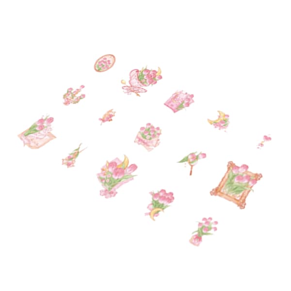 40 st Rosa Blomsterbukett Romantiska Blomsterdekaler