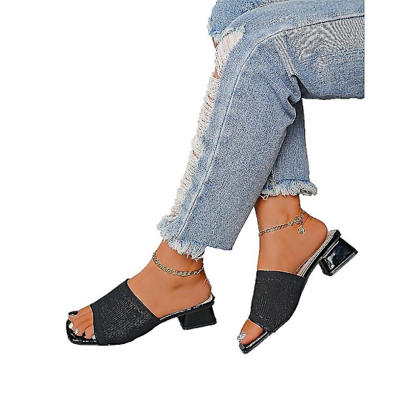 Naisten paksut kantapäätossut kesän casual Sliders-kenkien päällä Black 39