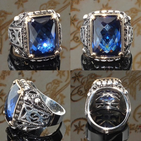 Luksus Square Cubic Zircon Menn Finger Ring Party Bankett Smykker Dekor Gave US 10