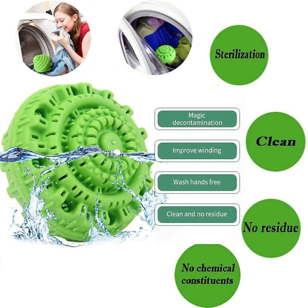 Tvättboll, miljövänlig tvättboll, (innehåller inget kemiskt tvättmedel) Negativ jon Magic Wash Rengöringsverktyg för personlig vård - ca 1 500 tvättar för W