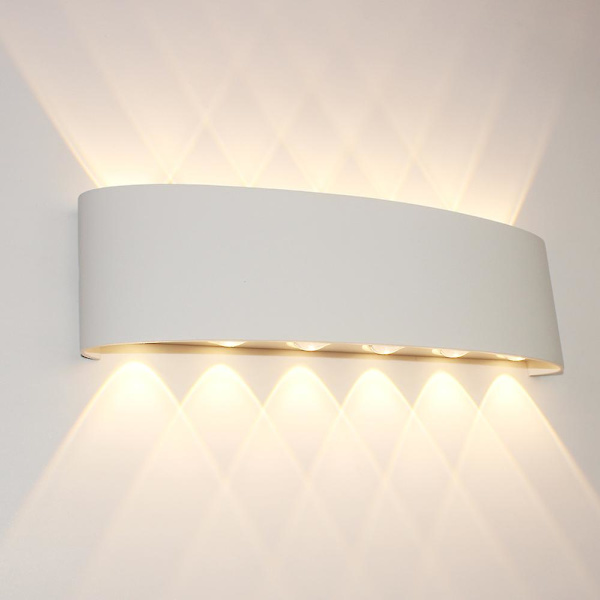 Led inomhus vägglampa 12w vit modern vägglampa, Ip65 vattentät aluminium utomhus vägglampa (varm vit)