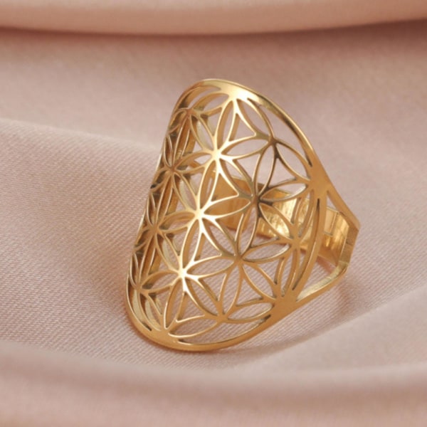 Utsökt trendig ring ihålig slitstark enkel vintage unisex -ring dagligt slitage Golden