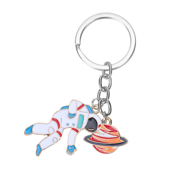Cartoon Planet Astronaut Nøkkelringer Legering Nøkkelring Hengende Nøkkelring Ornament Familie Venner Gaver (4#)