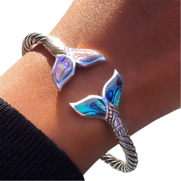 Abalone Shell ja Mermaid Tail Bangle Rannekoru