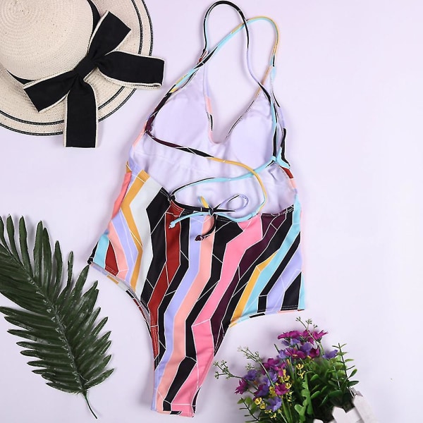 Dame badedrakt One Piece Polstret badedrakt Bikini Stripe L