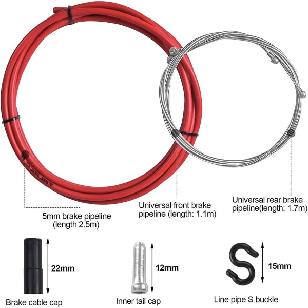 Sykkelbremsekabelhussett, Mtb-bremsekabel, Universal Shift-kabler Crimpender og smultringer for terrengsykkel landeveissykkel (svart)