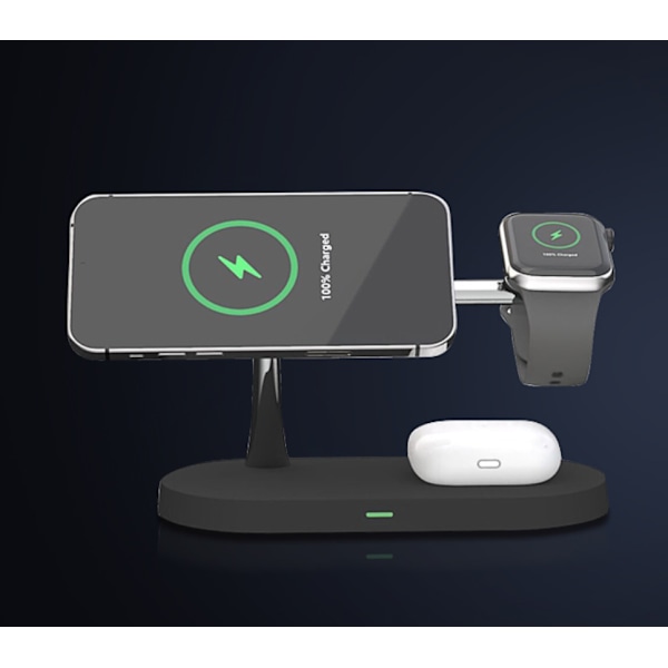 Magnetisk sammenfoldelig 3-i-1 ladestation Black