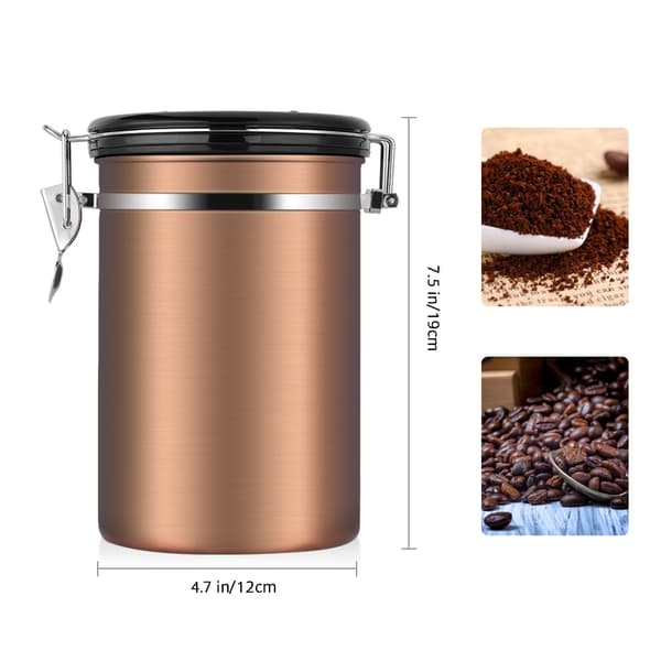 Stor Lufttæt Kaffedåse i Rustfrit Stål Sort 1.8L