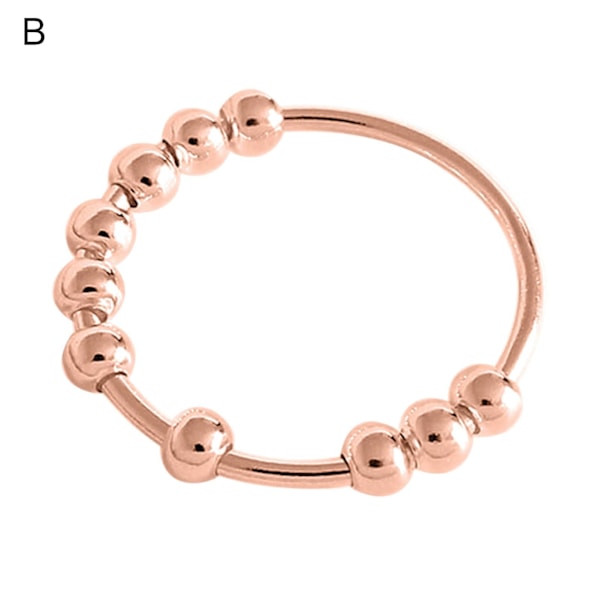 Fingerring Charmerende roterende perler indretning Minimalistisk poleret bryllup indretning båndring til daglig brug Rose Gold B