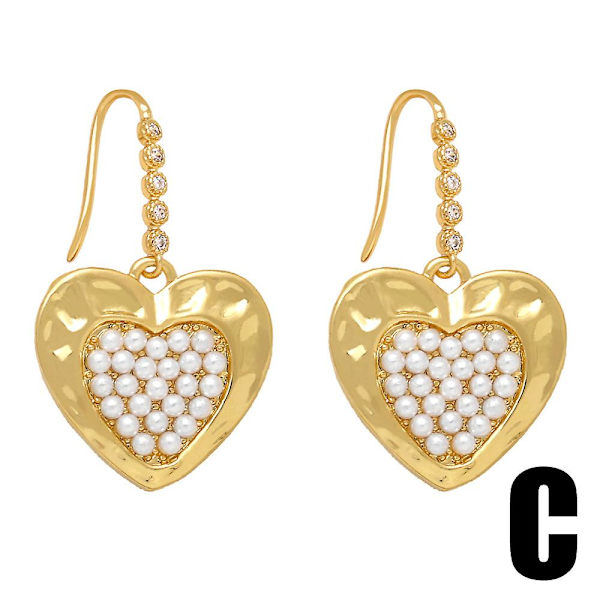Örhängen Vintage Zircon Heart Stud Modesmycken Ac9039 C