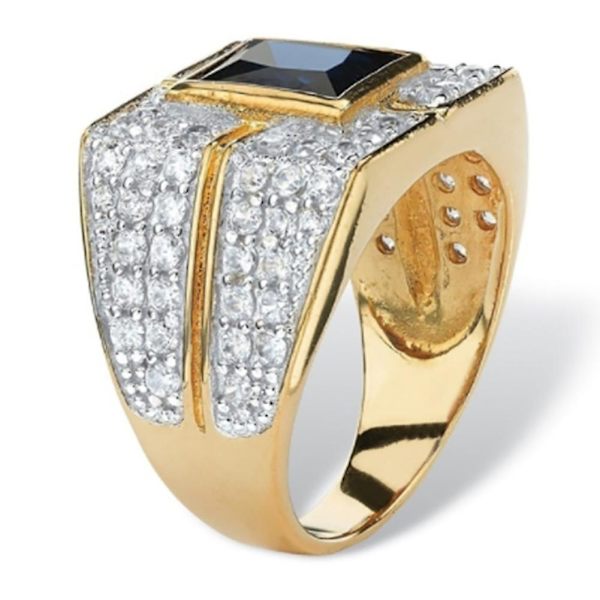 Mote menn Square Faux Sapphire Rhinestone Innlagt Ring Party Club smykker gave Black US 10