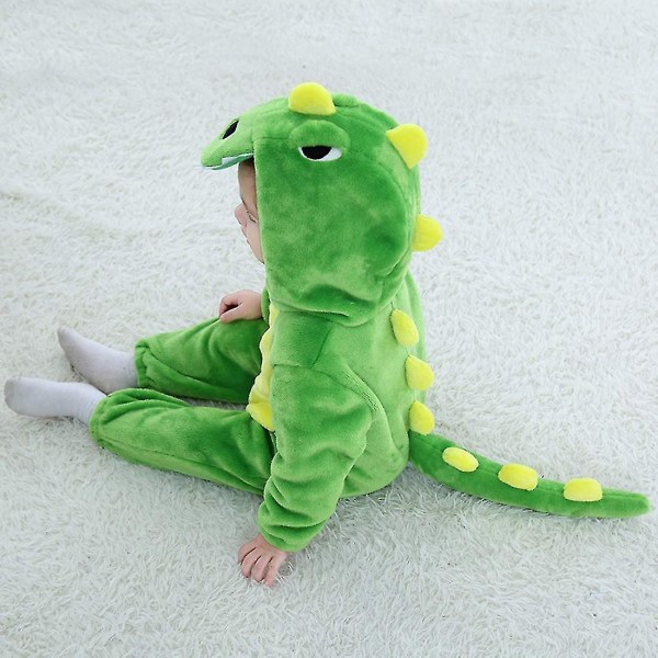 Baby Dinosaur Kostume Børne Sød Hættetrøje Jumpsuit Halloween A-Green 0-3 Months