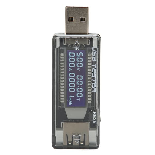 USB Oplader Måler LCD Display Transparent Bærbar Strøm Spændingstester 3.5V til 20V 0A til 3.3A