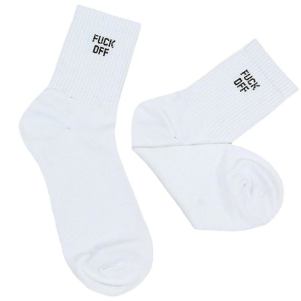 Unisex nyhed sjovt sok bogstav Slogan Sports Crew Sock FUCK OFF