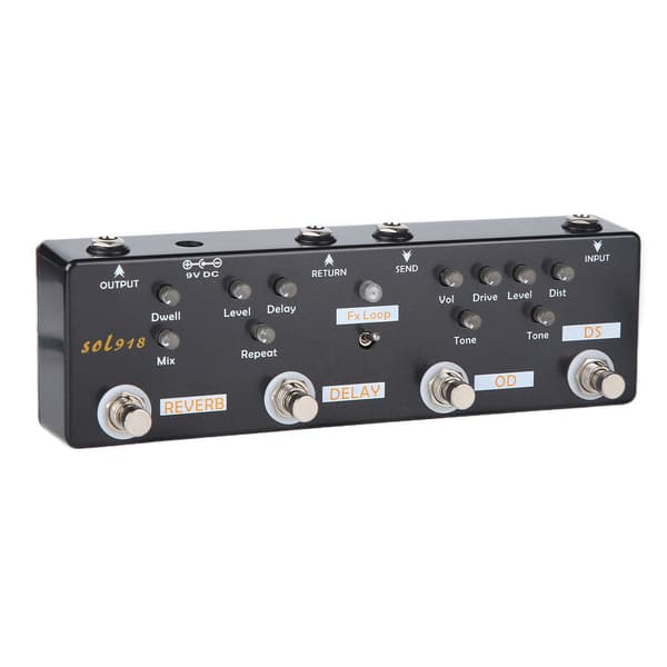 Gitar Effektpedal 5 Modus Reverb Delay Distortion Overdrive Loop Tuner Tilbehør
